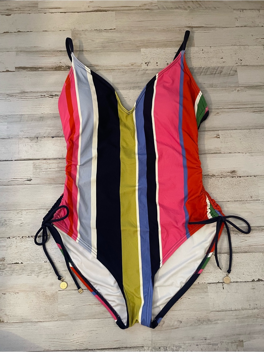 Kate Spade Sunny Day Striped One-Piece Swimsuit Size Large
